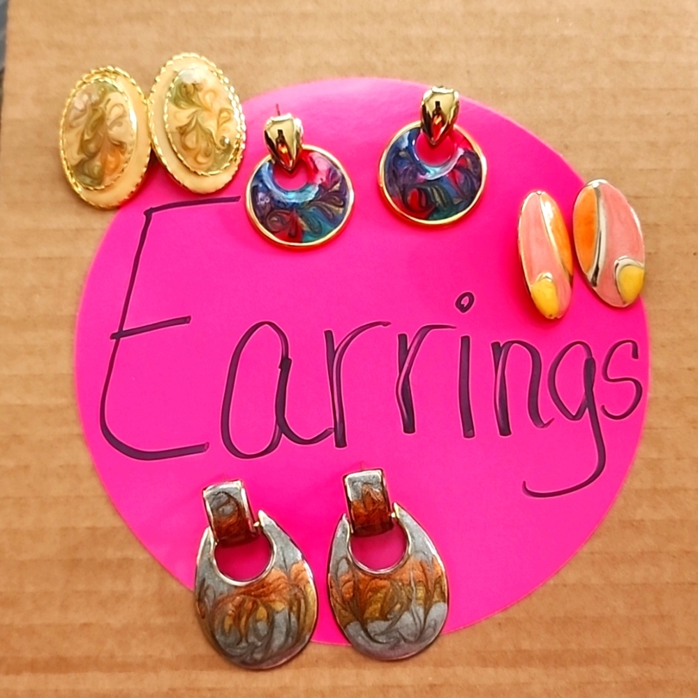 4 pair of pierced vintage earrings